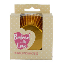 Baked with Love Gold Foil Baking Cases, Foil Baking Cups, Greaseproof