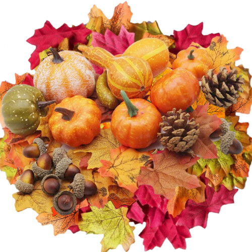 120Pcs Artificial Pumpkins Autumn Decorations Set,Autumn Home Decor Ar