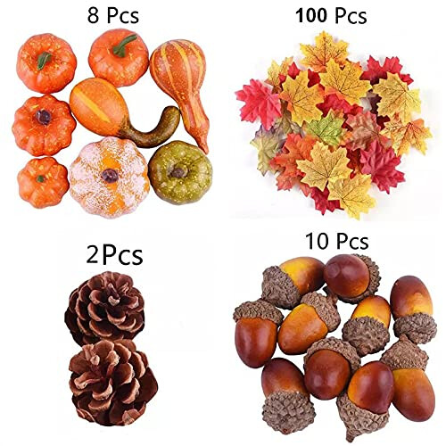 120Pcs Artificial Pumpkins Autumn Decorations Set,Autumn Home Decor Ar 2