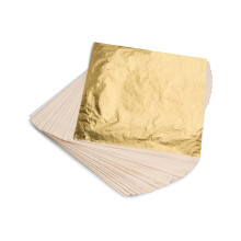 KraftiSky Gold Leaf Sheets - 100 Gold Foil Sheets - 14 x 14 cm Multipu