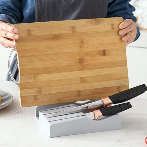 Kitchen Knife Holder with Scissors and Cutting Board Storage, Ventilated Countertop Organizer 1