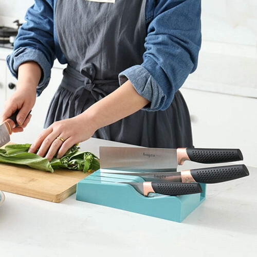 Kitchen Knife Holder with Scissors and Cutting Board Storage, Ventilated Countertop Organizer 2