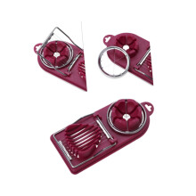 2pcs Stainless Steel Egg Slicer and Fruit Cutter MultiUse Kitchen Tool for Mushrooms and Strawberries Red