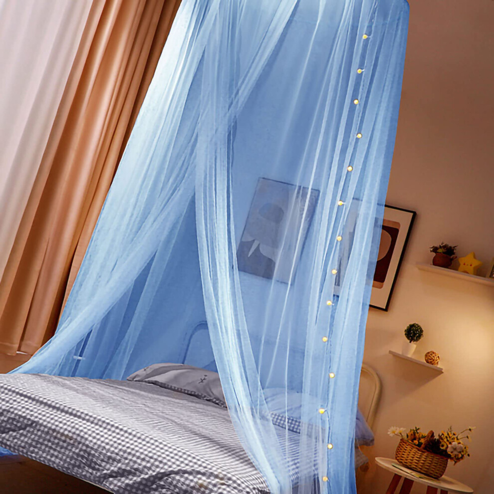 Princess Bed Canopy Mosquito Net For Kids With Ultra Dense Mesh And Romantic Room Atmosphere Blue