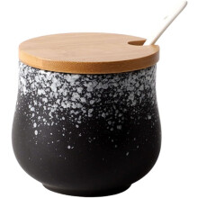 Sugar Bowl 200ml Japanese Ceramic Jar with Lid and Spoon Retro Design for Coffee Bar or Home