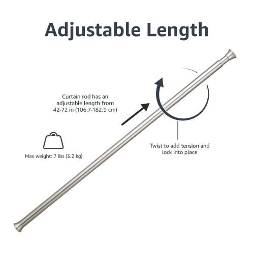 Amazon Amazon Basics Telescopic Shower Curtain Pole, 107-185 cm, Nickel 2