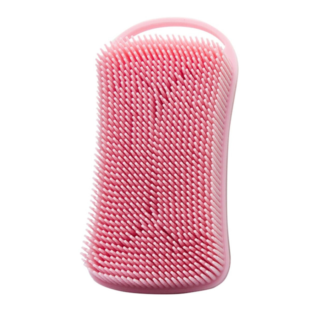 Pink Silicone Bath Brush Dualsided Body And Scalp Scrubber For Gentle Exfoliation Sensitive Skin