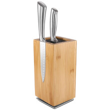 Magnetic Knife Block 360 Rotating Wooden Holder with Strong Magnetic Grip and Removable Bristle Insert