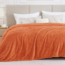 BEDELITE 300GSM Striped Blanket Burnt Orange 108x90 Inches