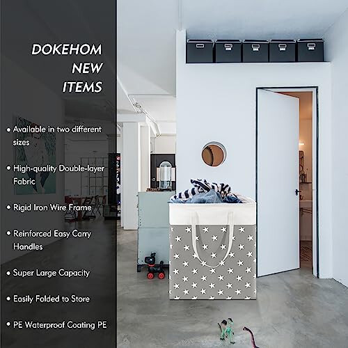 DOKEHOM 120L [2 Pack] Freestanding Laundry Hamper with Handle, Collaps 1