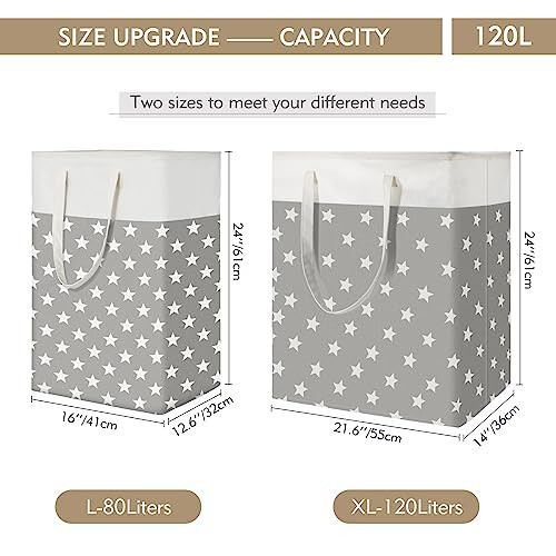 DOKEHOM 120L [2 Pack] Freestanding Laundry Hamper with Handle, Collaps 2