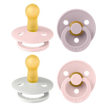 BIBS Dummies Colour 4-Pack, BPA Free Dummy Pacifier, Round Nipple Soothers, Natural Rubber Latex, Made in Denmark. 6-18 Months (Pack of 4), Haze Mix