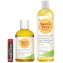 Burt's Bees Baby Set: Shampoo & Wash, Oil, Tinted Lip Balm - Mama & Baby Shower Set