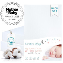 White Cot Sheets 140 x 70 Fitted – 2 Pack Organic Cotton Cot Bed Sheets Set – Ultra Soft and Breathable Baby Bedding