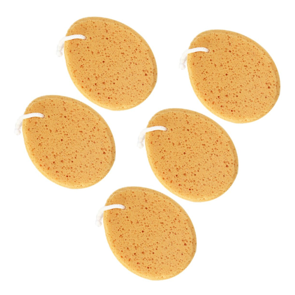 Yellow Bath Sponge Honeycomb Shower Pouf For Gentle Exfoliation And Rich Foam, Oval Shape