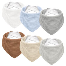 Susurration Muslin Baby Drool Bibs Soft Triangle Adjustable Unisex Girls Boys 6 Pack Multicolor One Size