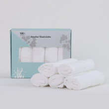 Baby Washcloths 100% Organic Bamboo Bath Washcloth Reusable Face Towels Anti-Bacterial Soft Towel Set Perfect for Newborn White(5 Pack)