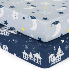Yukkidds Pack of 2 Baby Fitted Sheets 120 x 60 cm Elasticity Breathable Microfibre Mattress Cover Sheet for Cot Bed Side Cot Baby Cot, Dark Blue