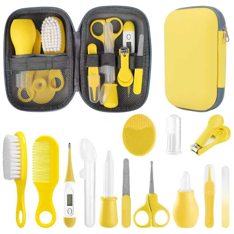 Qunlions Life Infant Safety Care Set With Hair Brush Comb Nail Clipper, Baby Essentials Kit For Newborn Girls Boys (Yellow)