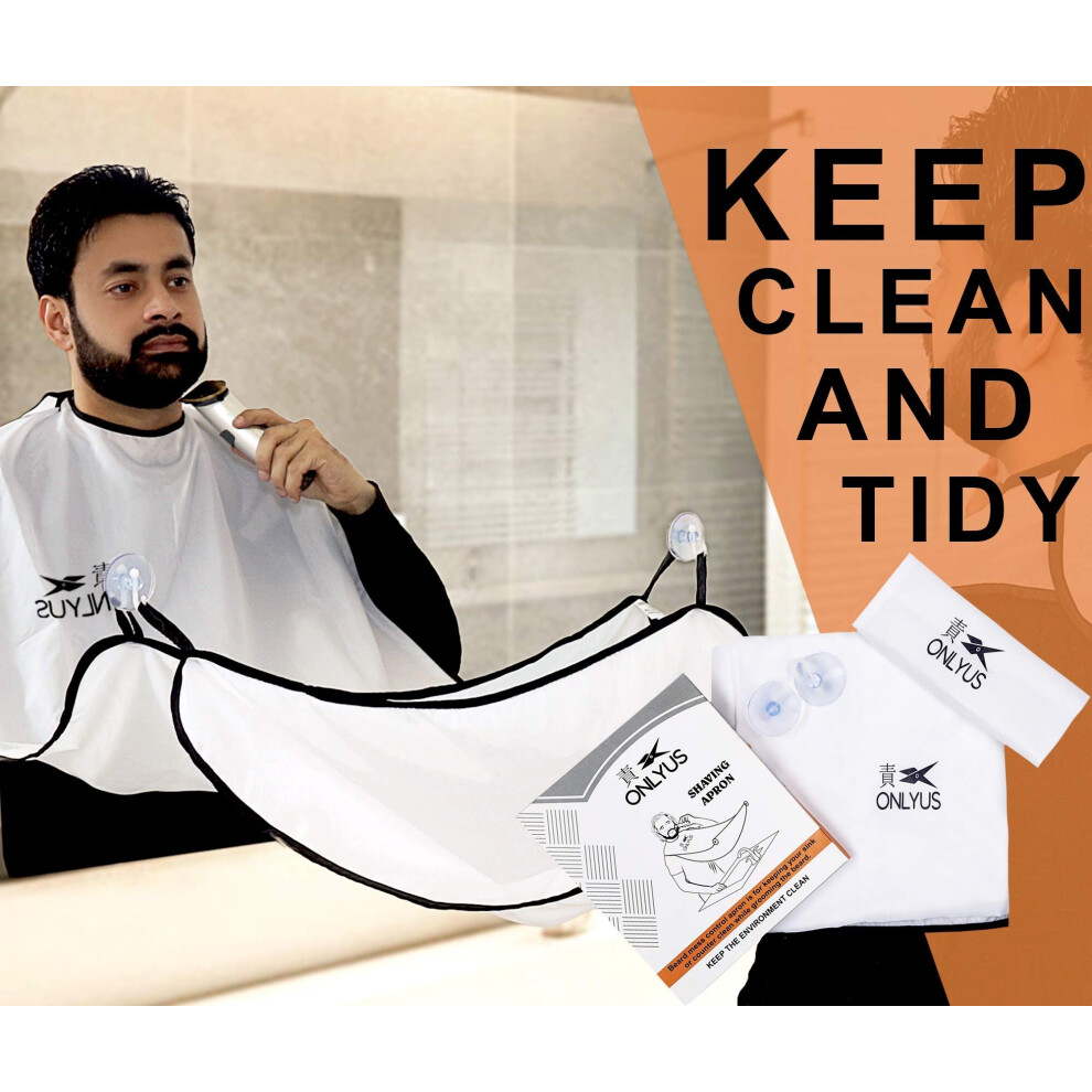Beard Shaving Bib Waterproof Apron with Strong Suction Cups for NoMess Grooming and Fast Cleanup