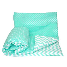 Baby's Comfort Reversible 2pcs Baby Bedding Set Duvet/Quilt Cover + Pillowcase (150x120cm for Junior beds, 7 - Mint Chevron/Mint dots)
