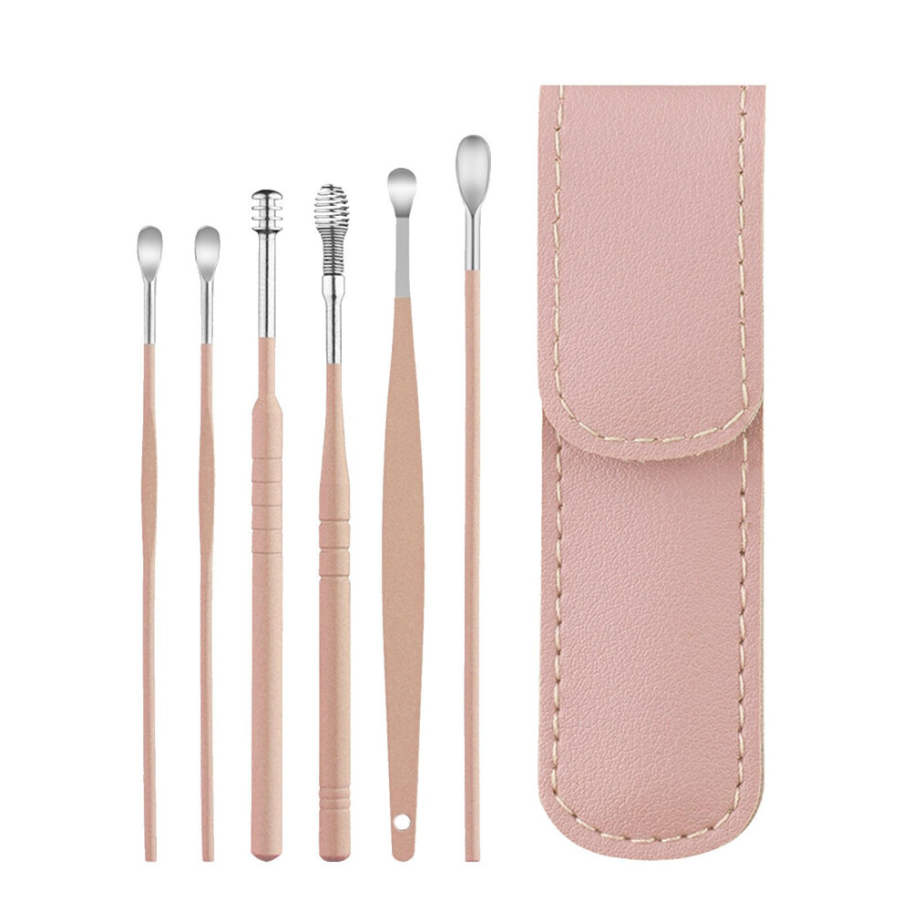 Ear Cleaning Kit Stainless Steel 360 Spiral Design with Case, 6Piece Earwax Removal Tool Set for Home and Travel