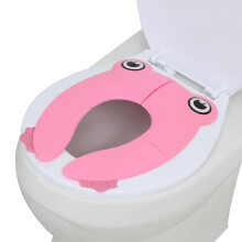 PandaEar Toilet Seat Cover | Folding Travel Toilet Seat for Children and Potty Training with Non-Slip Silicone Pads | Recyclable Toilet Seat (Pink)