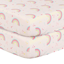 DTEX HOMES 4 x Cot Bed Fitted Sheets 100% Cotton 200 Thread Count Luxury Cot Sheets, Cot Bed 70 x 140 CM - Rainbow