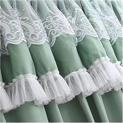 Light Green Queen Size Four Corner Bed Canopy with Dustproof Cover and DoubleLayer Mosquito Net 1