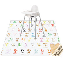 Splat Mat for Under High Chair/Arts/Crafts, WOMUMON Washable Splash Mat Waterproof Anti-slip Messy Floor Protector, Wipeable Table Cloth