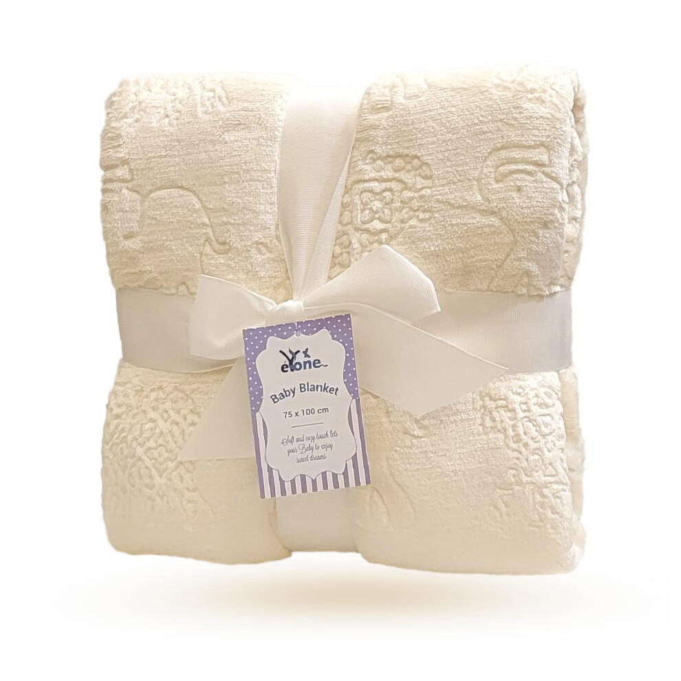 Receiving Warm Fleece Baby Blanket And Fluffy Embossed For Babies From Newborn (Off-) White Eyone