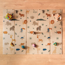 Nuby Foldable Reversible Play Mat - Easy Clean | Reversible | Waterproof | Suitable from Birth (Safari)