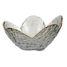 Gold Rim Glass Dessert Bowl Lotus Design Fruit Plate Reusable Salad Serving for Parties