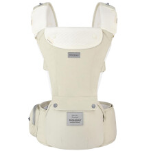 Bebamour Baby Carrier Newborn to Toddler Baby Carrier Hipseat 0-36Months with Head Hood, 3 PCS Teething Pads, Waist Extender, Khaki