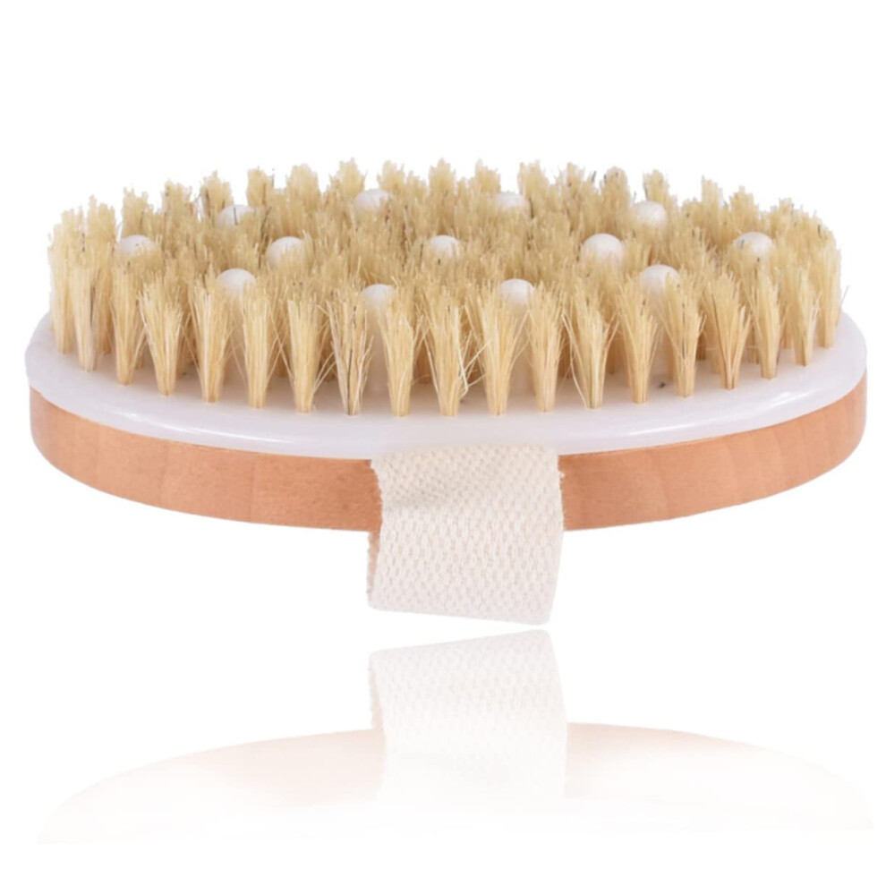 Body Brush Set with Natural Bristles for Dry Brushing, Exfoliation and Gentle Skin Massage