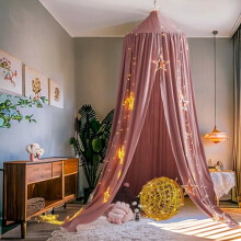 Vercico Kids Bed Canopy Round Dome 240cm Cot Canopy for Princess Girls Mosquito Net for Children's Bedroom Nursery Room Decoration Baby Crib
