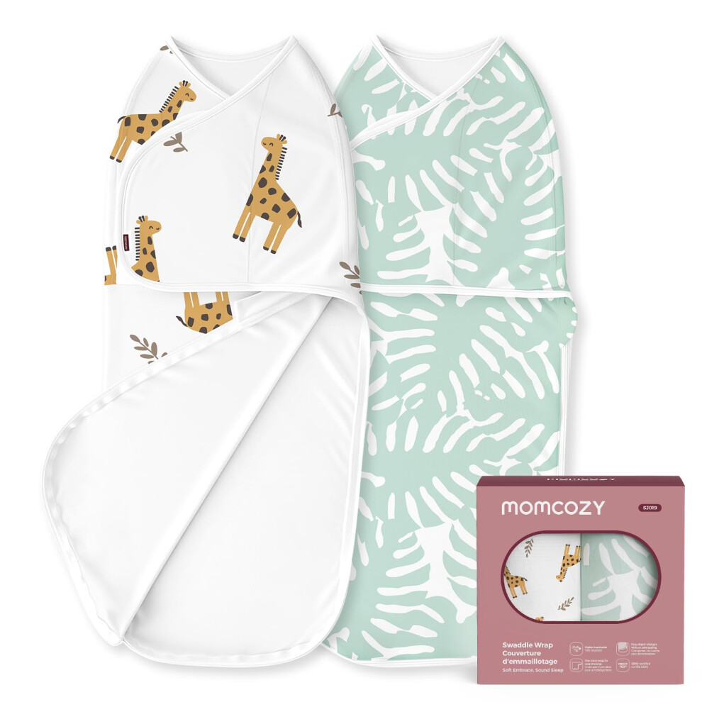 Swaddles For Newborns 0-3 Months, Quiet Fastener Swaddle Wrap, Easy For New Parents, Reduces Startle Reflex, 2-Pack, Bravery Momcozy
