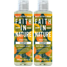 Faith In Nature 300ml Natural Grapefruit & Orange Shampoo, Invigorating, Vegan & Cruelty Free, No SLS or Parabens, For Normal to Oily Hair (Pack of 2)