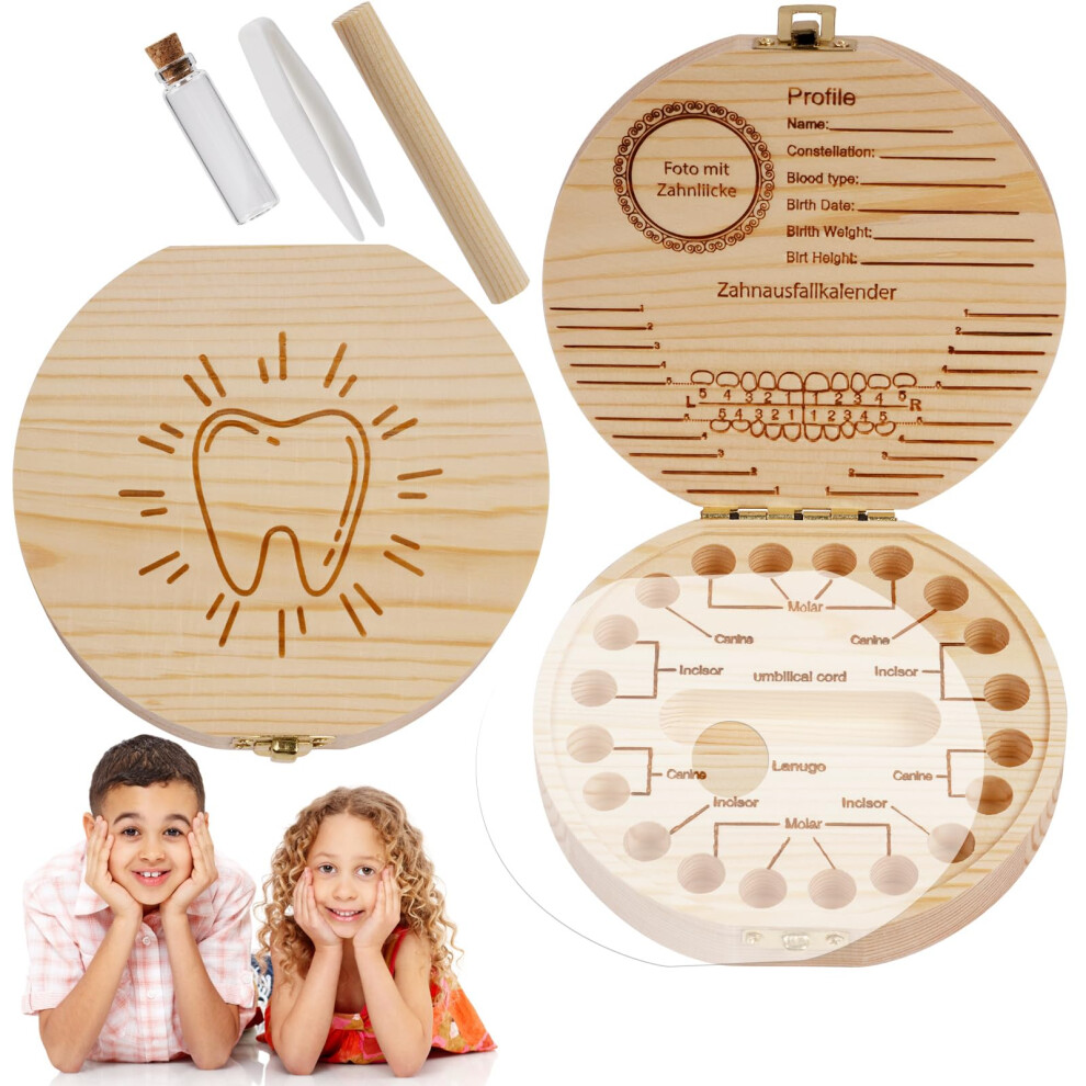 Wooden Tooth Keepsake Box - Baby Teeth Fairy Storage Box For Childhood Memory Aolso