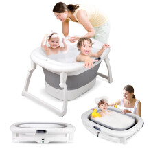 Extra Large Child Bathtub, Children's bathtubs, Baby Bathtubs, Baby Bathtubs, Folding bathtubs for 0-6 Years 84 * 49 * 45cm (Grey)