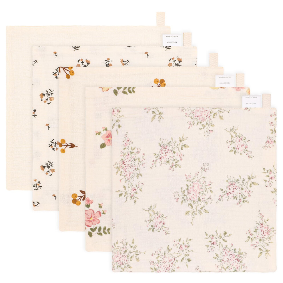 5 Pack Muslin Cloths For Baby 23X22cm Cotton Baby Muslin Squares Burp Cloths Absorbent For Newborn Wiping Feeding Gsrenyu