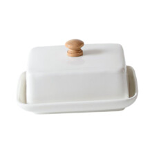 Ceramic Butter Dish with Lid, Large Capacity White Porcelain Butter Container for Kitchen and Buffet