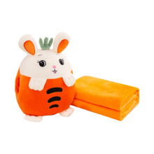 Kids Travel Pillow and Blanket Set 3 in 1 Plush Fruit Design with Hand Warmer, Orange 15 Inch