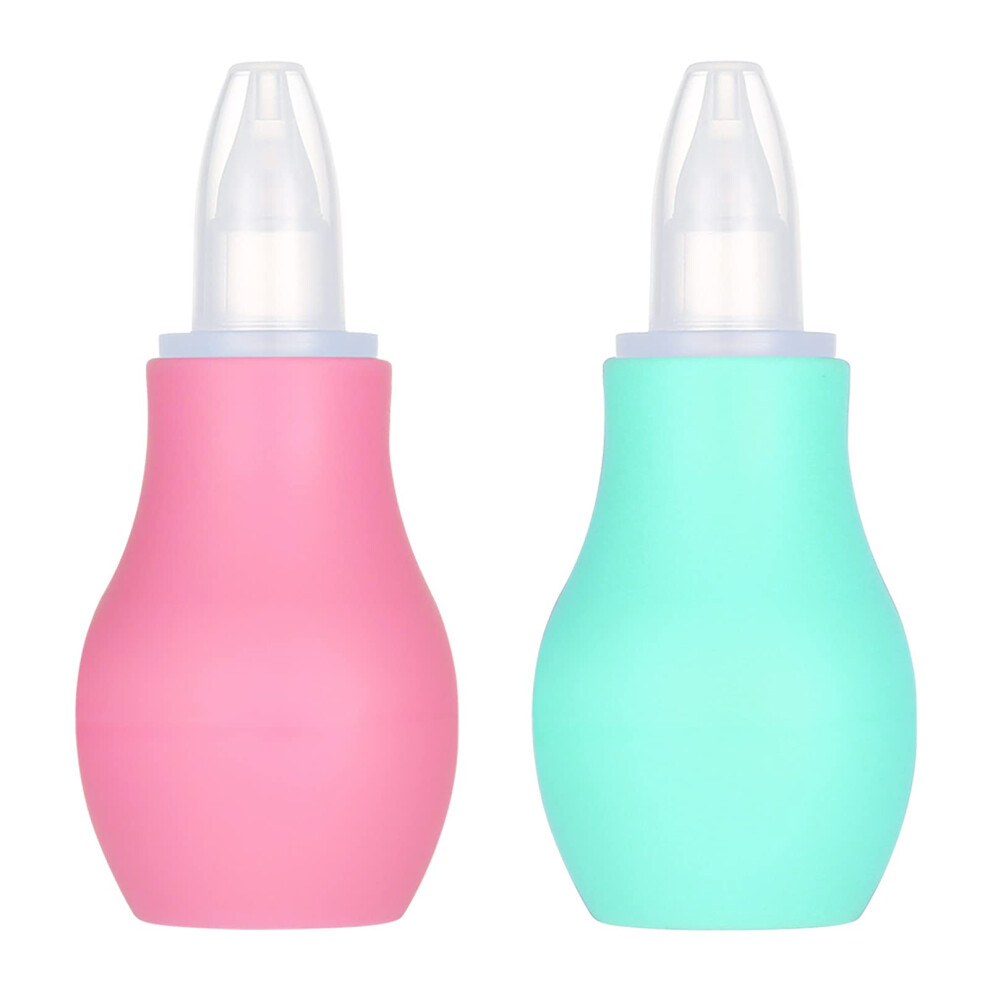 2 Packs Baby Nasal Aspirator, Baby Nose Sucker Nose Cleaner Babys Nasal Cleaner Mucus Removal For Newborns(+Green) Pink/Green Firtink