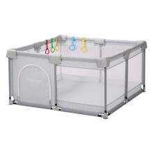 Requena Baby Playpen, Indoor/Outdoor Toddler Fence with Breathable Mesh, Extra Large Play Yard, FAB120, Grey