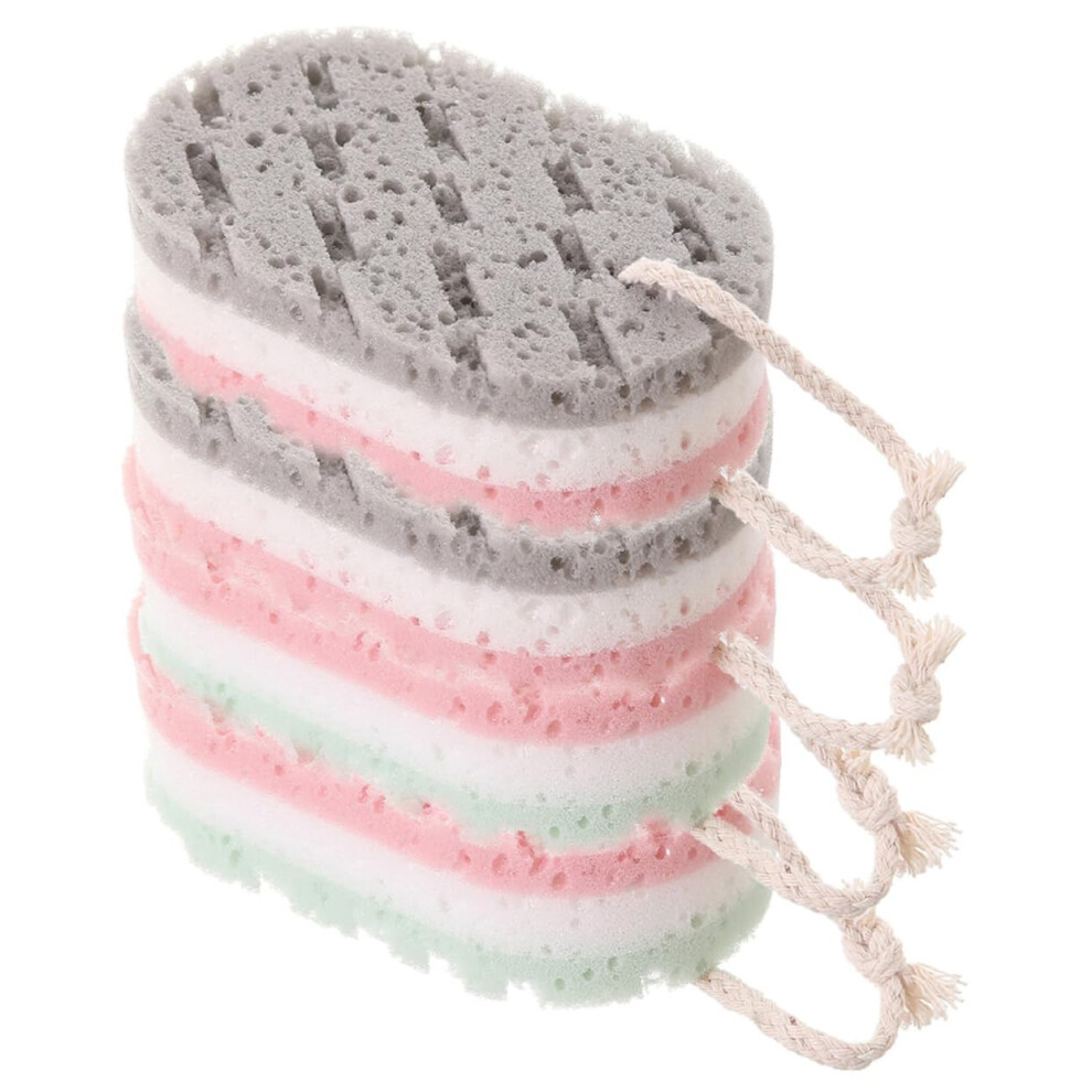 Bath Sponge Set with Ergonomic Oval Grip for Gentle Skin Exfoliation and Rich Foam
