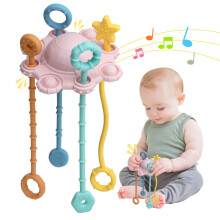 ETETOO Montesorri Toys - Sensory Toys For Babies - Made of 100% Food Grade Silicone with Built-in Rattle Function and Easy to Clean Design (Pink)