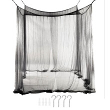 Black Four Corner Mosquito Net Bed Canopy with MosquitoRepellent Mesh for Indoor and Outdoor Use