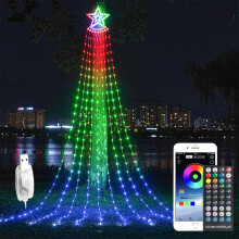 Christmas Tree Lights RGB Color Changing Waterproof 305LED Star Topper with Remote and App Control