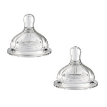 Oberni Teats Size 3, Large Flow Suitable for 6~12 Months Newborn Baby, Breast-Like Soft Silicone Nipples Fits Oberni Wide-Neck Baby Bottles, Pack of 2